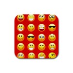 Red Emoji Rubber Square Coaster (4 pack)