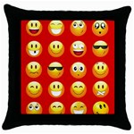 Red Emoji Throw Pillow Case (Black)