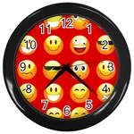 Red Emoji Wall Clock (Black)