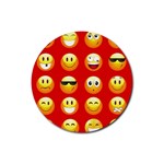 Red Emoji Rubber Round Coaster (4 pack)