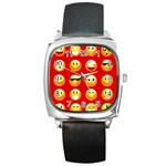 Red Emoji Square Metal Watch