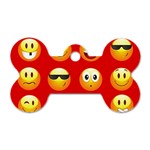 Red Emoji Dog Tag Bone (One Side)