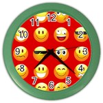 Red Emoji Color Wall Clock