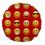 Red Emoji Large 18  Premium Flano Round Cushion 