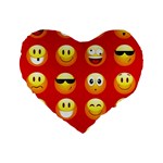 Red Emoji Standard 16  Premium Flano Heart Shape Cushion 