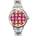 Purple Emoji Round Italian Charm Watch