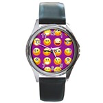 Purple Emoji Round Metal Watch