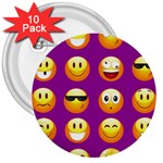 Purple Emoji 3  Button (10 pack)