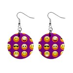 Purple Emoji 1  Button Earrings