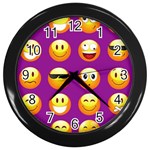 Purple Emoji Wall Clock (Black)