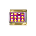 Purple Emoji Gold Trim Italian Charm (9mm)