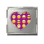 Purple Emoji Mega Link Heart Italian Charm (18mm)