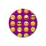 Purple Emoji Rubber Round Coaster (4 pack)