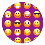 Purple Emoji Magnet 5  (Round)