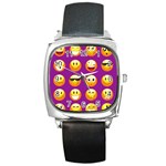 Purple Emoji Square Metal Watch