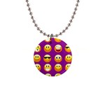 Purple Emoji 1  Button Necklace