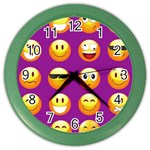 Purple Emoji Color Wall Clock