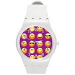 Purple Emoji Round Plastic Sport Watch (M)