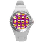 Purple Emoji Round Plastic Sport Watch (L)