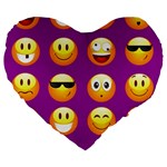 Purple Emoji Large 19  Premium Heart Shape Cushion