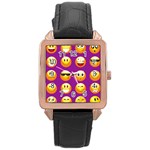 Purple Emoji Rose Gold Leather Watch 