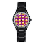 Purple Emoji Stainless Steel Round Watch