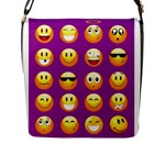 Purple Emoji Flap Closure Messenger Bag (L)