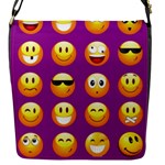 Purple Emoji Flap Closure Messenger Bag (S)