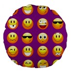 Purple Emoji Large 18  Premium Flano Round Cushion 