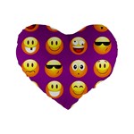 Purple Emoji Standard 16  Premium Flano Heart Shape Cushion 