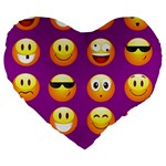 Purple Emoji Large 19  Premium Flano Heart Shape Cushion