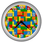 plastic blocks Wall Clock (Silver)