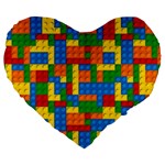 plastic blocks Large 19  Premium Flano Heart Shape Cushion