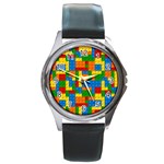 plastic blocks Round Metal Watch