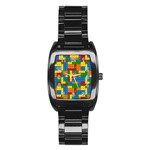 plastic blocks Stainless Steel Barrel Watch