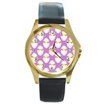 Easter Pastel Egg Round Gold Metal Watch