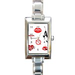 Ten Commandments Rectangle Italian Charm Watch