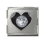 Discoball Mega Link Heart Italian Charm (18mm)