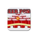 Beer Pong legend Rubber Square Coaster (4 pack)