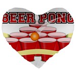 Beer Pong legend Large 19  Premium Flano Heart Shape Cushion