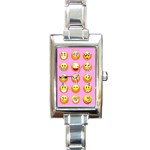 pastel pink Emoji  Rectangle Italian Charm Watch