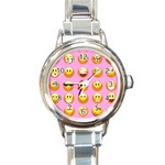 pastel pink Emoji  Round Italian Charm Watch