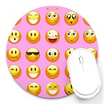 pastel pink Emoji  Round Mousepad