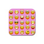 pastel pink Emoji  Rubber Square Coaster (4 pack)