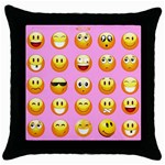 pastel pink Emoji  Throw Pillow Case (Black)