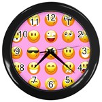 pastel pink Emoji  Wall Clock (Black)