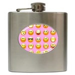 pastel pink Emoji  Hip Flask (6 oz)