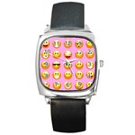 pastel pink Emoji  Square Metal Watch