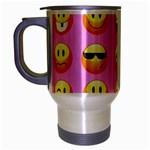 pastel pink Emoji  Travel Mug (Silver Gray)