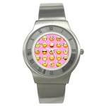 pastel pink Emoji  Stainless Steel Watch